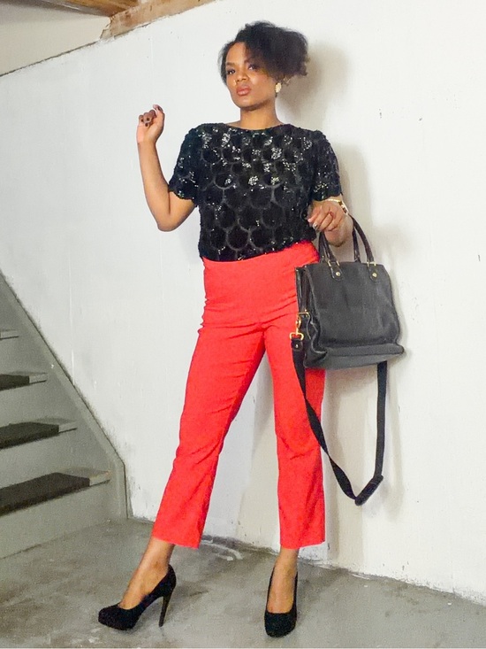 Vintage Pants - Vintage Red Cropped High-Rise Pants, 14 fits 12/14